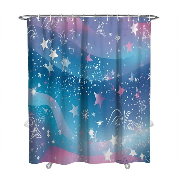 Moon and Stars Shower Curtain, Space Galaxy Nebula Cosmic Sci-fi Lovers Space Geek Bathroom Decor 72x84 Inch Quick Dry Waterproof