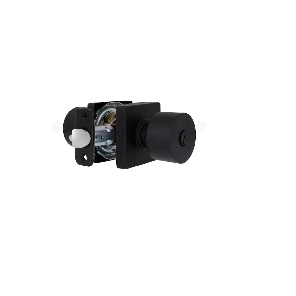 Ridgeway Matte Black Keyed Entry Door Knob with Square Rose Featuring Dual Keyway
