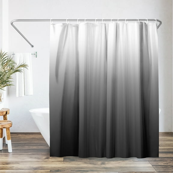 Americanflat 71x74 Ombre Grey Shower Curtain - Water Resistant - Polyester Fabric