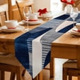thumbnail image 2 of Boho Navy Blue Table Runner Linen Burlap Table Runner 70 Inches Long Modern Geometric Abstract Art Dresser Scarves for Kitchen Island Coffee Dining Room Party Wedding Banquet Holiday Decor 13"x70", 2 of 8