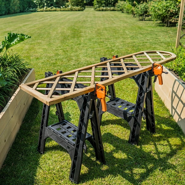 Worx clamping sawhorses with bar clamps wx065 outlet