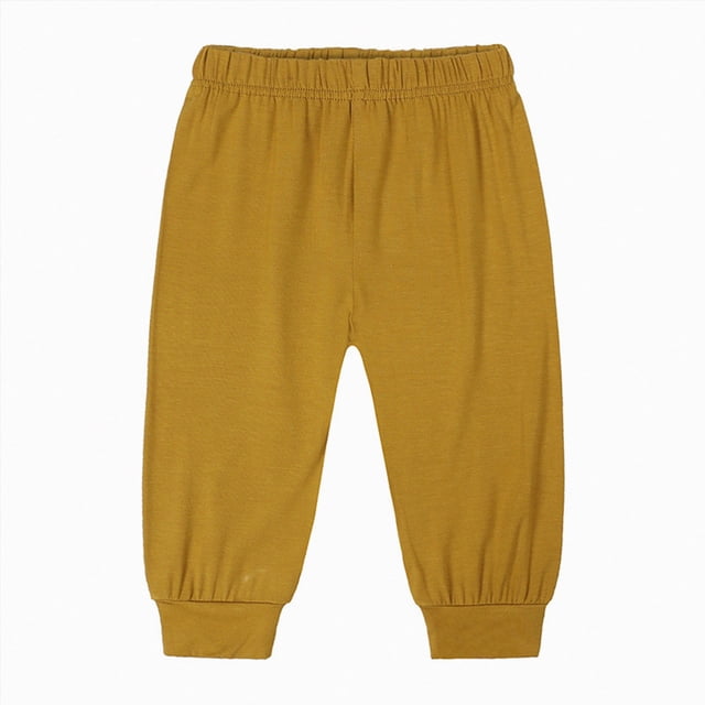 Kogui Baby Joggers Girls Girls Cargo Pants Kids Drawstring Elastic Waist Casual Jogger Pants with Pockets 6 9 Months (Gold,6-9 Months)