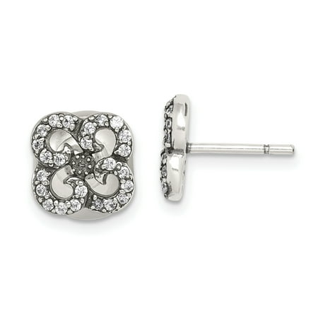 Ash Stud - 925 Sterling Silver Cubic Zirconia Cz Flower Front Back Post Stud Earrings Ball Button Gardening Gifts For Women For Her