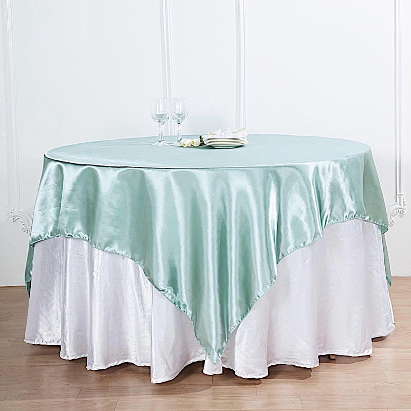 72x72" Light Blue SATIN Raised Roses TABLE OVERLAYS Unique Wedding Party Toppers