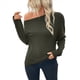 thumbnail image 2 of Camisetas de Mujer con Hombros Descubiertos, Camisetas Oversize de Larga, Camisetas Básicas Informales 2025 Verde Oscuro M, 2 of 10