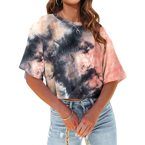 Dellytop Women Half Sleeve Drop Shoulder Striped Basic Crop Tops