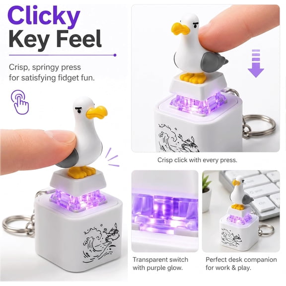 Seagull Mine Keychain Seagull Mine Button Keychain Seagull Button Desk Toy, Adults Keyboard Clicker for Fun Stress Relief Fidget Keychain Sound Toy (A-1PC)