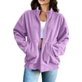 thumbnail image 4 of Guluxicc Women's Corduroy Jackets with Pockets Loose Full Zipper Long Sleeve Bomber Jackets for Everyday Wear Fall Winter Casual Outfits, 4 of 6
