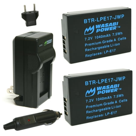 Wasabi Power Battery (2-Pack) and Charger for Canon LP-E17