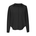 thumbnail image 4 of Pompotops Women's Summer Solid Long Sleeve V-shaped Button Top Shirt Clearance, 4 of 6