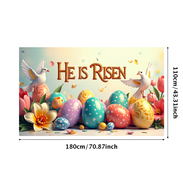 He is Risen Floral Cross Easter Celebration Banner Church Decor Spring Religious Backdrop Christian Event Decoration Resurrection Sunday