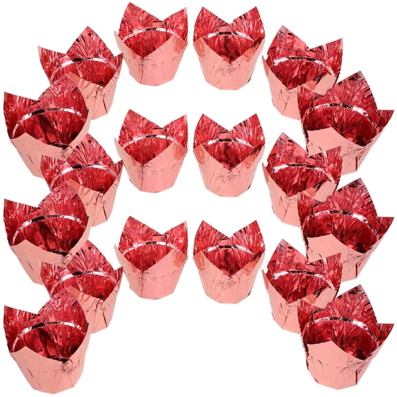 GAXIRE 50pcs Tulip Cupcake Liners Muffin Aluminum Foil Paper Baking Cups Disposable Cupcake Wrappers Muffin Liners for Halloween Wedding Birthday Baby Shower Xmas Baking