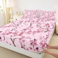 thumbnail image 3 of Homewish Boys Girls Flower Cherry Blossoms Full Size Sheets 4-Piece,Pink Floral Sakura Breathable Bed Sheets,Japanese Style Lightweight Sheet Sets,Breathable Home Decor, 3 of 7