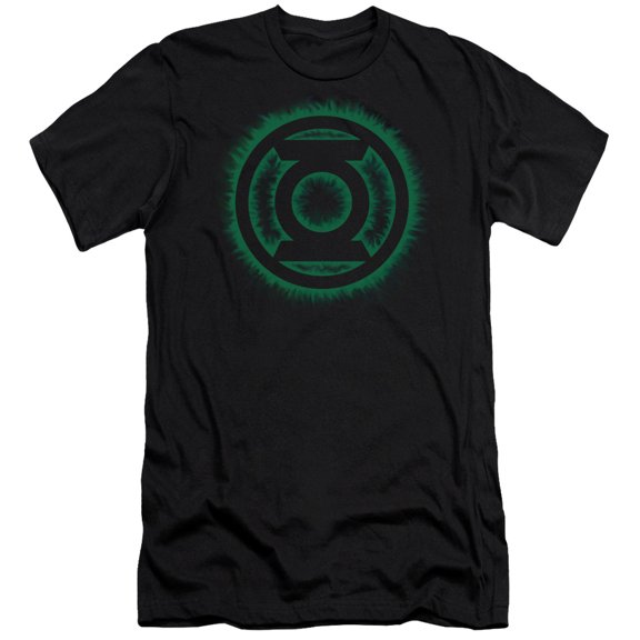 Green Lantern Green Flame Logo S/S Adult 30/1 T-Shirt Black
