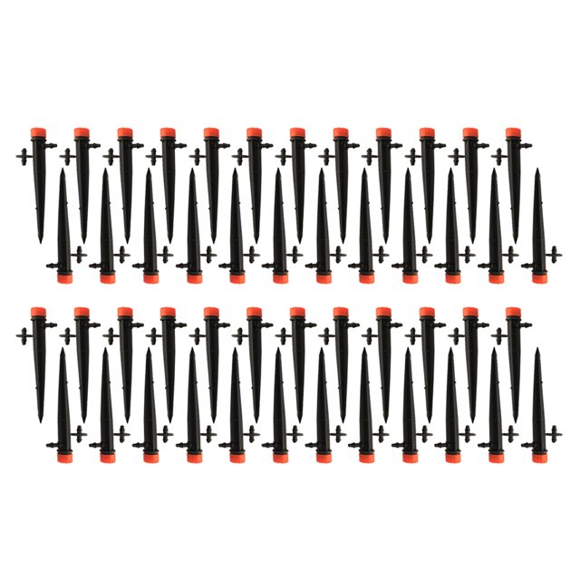 60pcs 360 Degree 8 Holes Inserting Ground Drippers Adjustable Spraying Garden Water Dripper (Red, 60pcs/Pack)