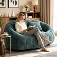thumbnail image 4 of Homefun 59" Plush Bean Bag Sofa Chair,High Density Foam Filled Lazy Couch, Modern Chenille Floor Lounger with 2 Pillows,Comfy Accent Sofa,Teal Blue, 4 of 8
