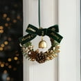 thumbnail image 4 of SLYNSHome Christmas Mini Wreath Ornaments with Bells,Hanging Small Bow Wreath for Kitchen Cabinet Porch Wall Window Decor, 4 of 6