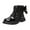 Black, variant on Teen Girls Boots Round Head Keep Warm Wedge Boots Thick Bottom Western Style Fall and Winter Shoes for Girls Silver Size 4-4.5