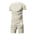thumbnail image 2 of Vedolay Short Set Men's Summer Polo Shirt & Shorts Set Zip Polo Two Piece Casual Sports Outfits,Khaki M, 2 of 3