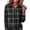 Gray-B#100830HH, variant on Plaid Waffle Knit Polo Shirt for Women Gingham Print Henley Shirts Women Button V‑neck Long Sleeve Shirts Women Relaxed Fit Office Daily Womens Shirts