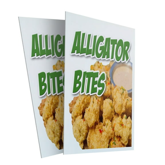 Alligator Bites (2-PACK) 24" x 36" Plastic Signs | Sign Insert 4mm Corrugated Plastic Signs Storefront Window Poster