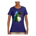 thumbnail image 2 of Earth Wolf Trees Mountains Nature Animal Lover Womens Graphic T-Shirt, Purple, Small, 2 of 3