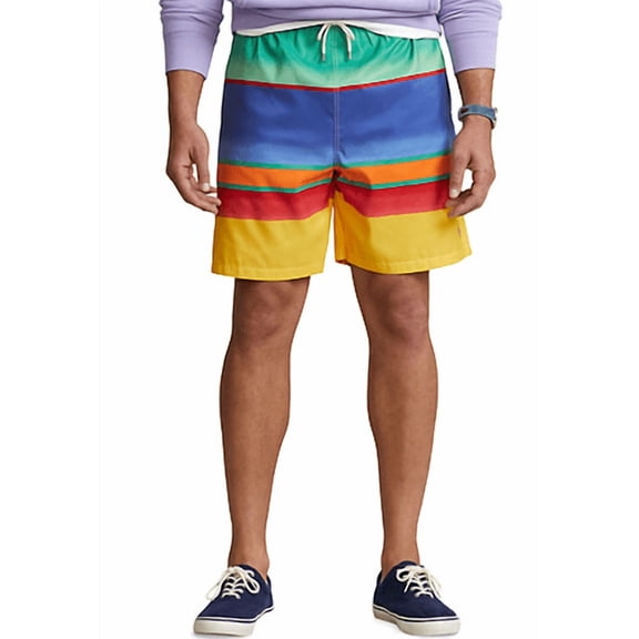 Polo Ralph Lauren Men's Ombre Field Stripes Big & Tall Traveler Swim Trunks, 2XB