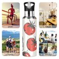 thumbnail image 5 of Cute White Cats and Tomatoes Sports Bottle with Straw Stainless Steel Water Jug Portable Thermal Cup Leak-proof 1000ML, 5 of 9