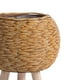 thumbnail image 5 of Cesta tejida de Ratán perfecl con patas de madera decoración para planta Marrón claro, 5 of 8