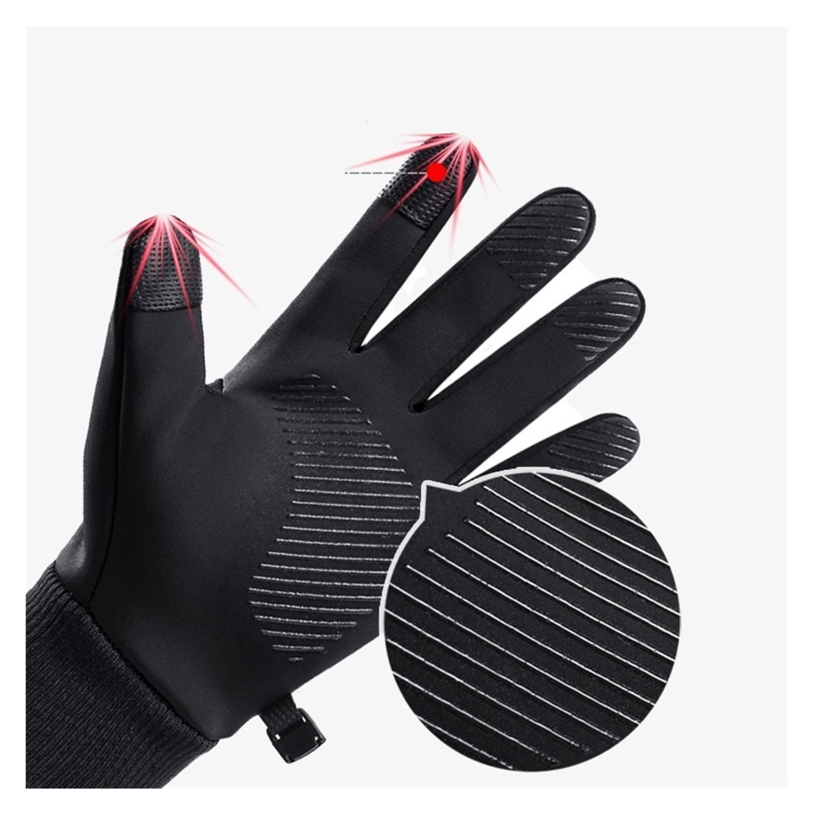 Men Winter Waterproof Cycling Gloves Outdoor Sports Running Motorcycle Ski Touch Screen Fleece Gloves Non-slip Warm Full Fingers Suitable For Hiking Driving Climbing Riding Skiing