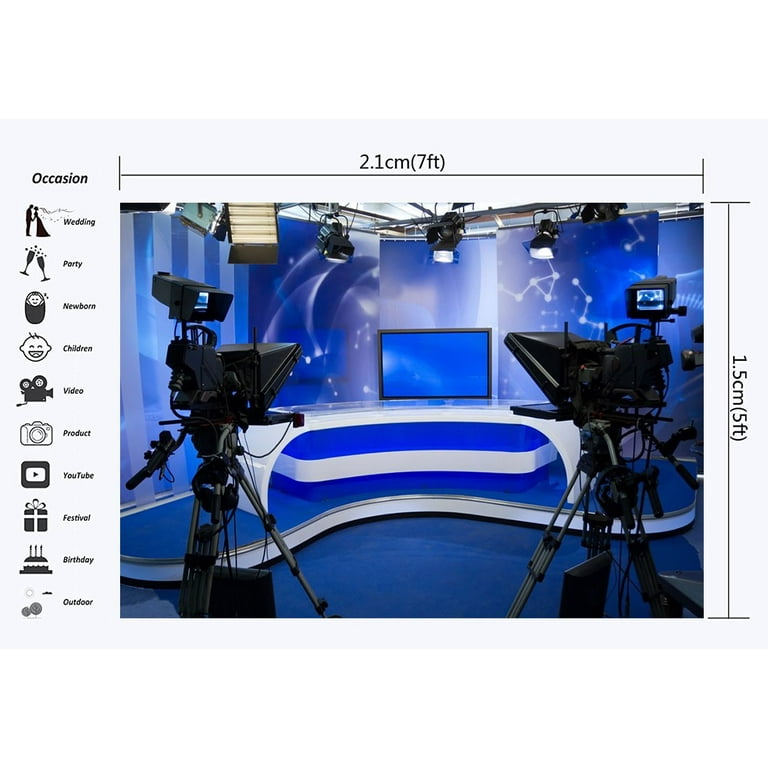 ABPHOTO Polyester 7x5ft TV Station Backdrop Direct Broadcasting