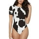 thumbnail image 1 of Fotbe Cow Skin 2 Body de Mujer con Cuello Redondo y Mangas Cortas, Sin Mangas Ajustado, Suave, Cómodo y Básico-Large, 1 of 7
