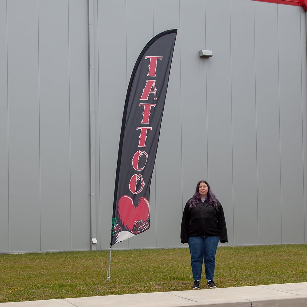 Vispronet Tattoo Feather Flag, 2.6ft x 11.2ft, Flag Only