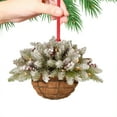 thumbnail image 2 of Guardoinrt 2 Artificial Hanging Baskets, Baskets, Decorations Pinecone And Frosted Suitable For Front Door, Courtyard, Decor Floral Pattern 30CM, 2 of 6