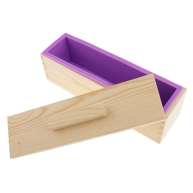 Jabón de Silicona Rectangur Caja de Madera Diy Pan Tostado Hornear Pastel/púrpura/ , Púrpura, 900 ml BLESIY Pan de molde de jabón