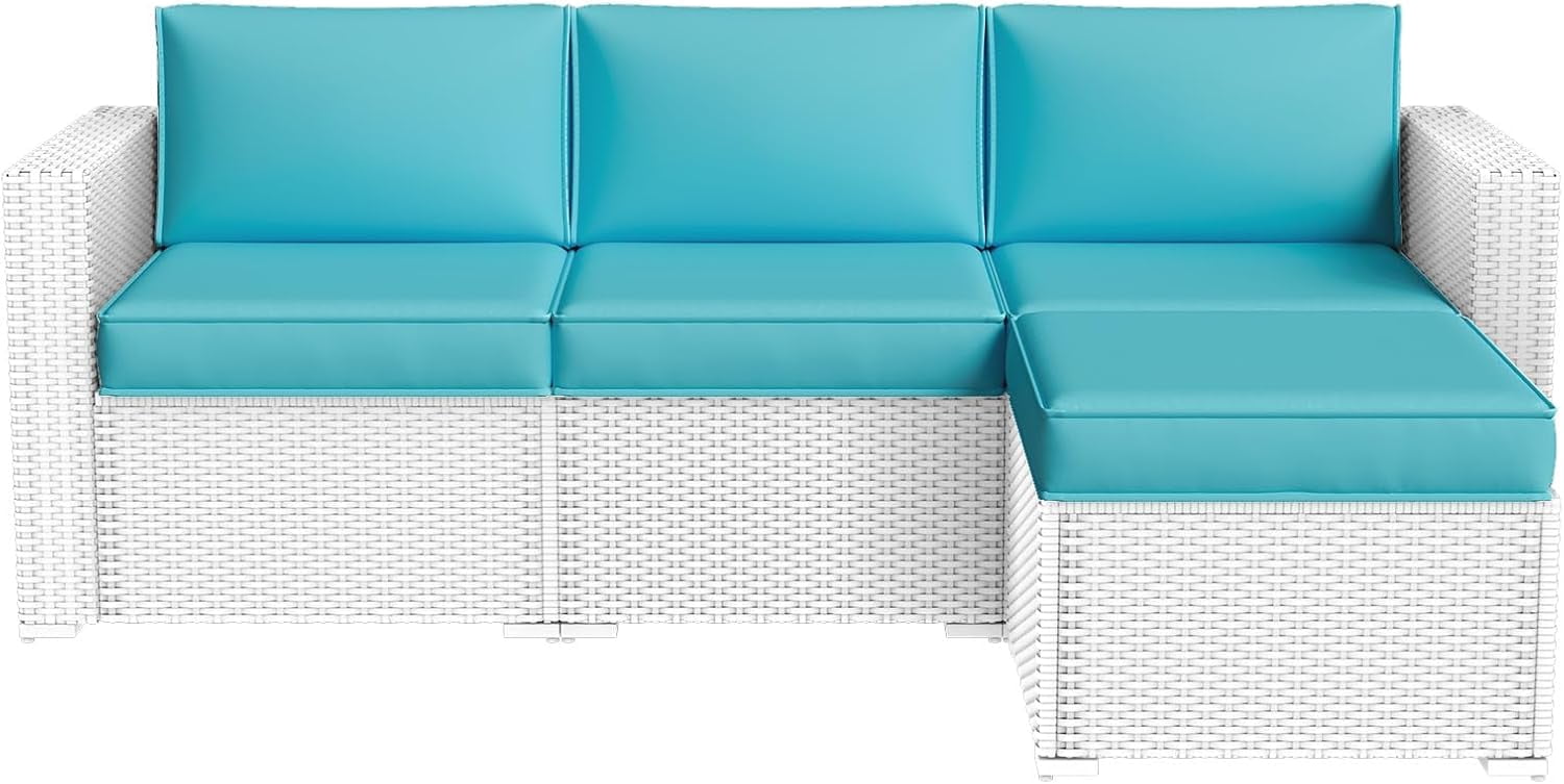 26" x 26" Patio Furniture Cushions for Outdoor Furniture Set of 4, Thick Replacement Patio Couch Cushions for Outdoor Furniture, 7-Piece Splashproof Fade Resistant Outdoor Couch Cushions, Blue