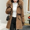thumbnail image 3 of Skymirror Women Coat Hooded Winter Jacket with Faux Fur Collar Warm Fashionable Zipper Closure Coat for Autumn Winter, 3 of 8