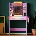 thumbnail image 7 of FANRAL Vanity Desk with LED Lighted Mirror and Power Outlet,Makeup Vanity Table with Storage Drawers,3 Lighting Modes and Adjustable Brightness,Dressing Table for Bedroom,Purple Vanity, 7 of 7