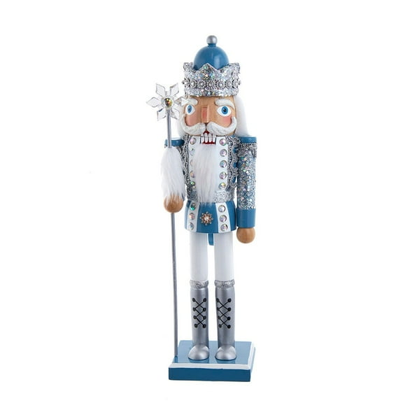Kurt Adler Wooden 15-Inch Blue and Platinum Nutcracker