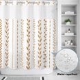 thumbnail image 3 of No Hook Shower Curtain, Modern Minimalist Art Shower Curtains for Bathroom with See Through Top Window, Rustic Boho Leaf Stripes Simple Orange Waterproof & Washable Bath Curtain Standard 72"x72", 3 of 9