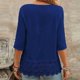 thumbnail image 5 of Camisas Y Tops de Verano de Mujer Estilo Bosque Francés Camisa de Bordado Hueco Cuello Redondo de Poliéster Camisas de Manga Corta para Mujeres Verano, 5 of 7