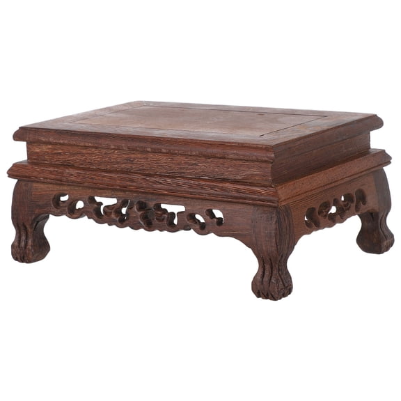 Mobestech Brown Wood Indoor Plant Stand with Rectangular Base, Wood Display Pedestal for Home and Office