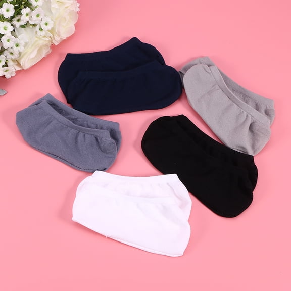 IDEANATEGRATE 5 Pairs Low Cut Cotton Socks Mens Invisible Anti Slip for Indoor Activity