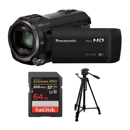 Panasonic HC-V770 Full HD Camcorder with 64GB SD Card and 57-Inch Tripod