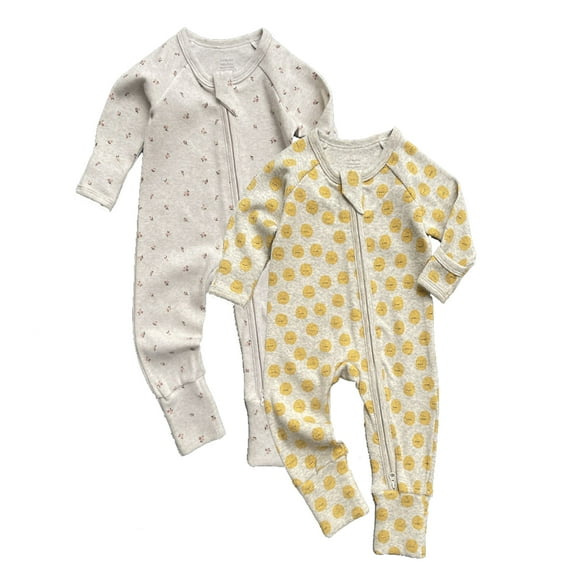 Bellafa 100% Cotton Romper Pajamas For Unisex Baby Boys Girl Snug Baby Sleeper 2-Way Zipper Toddler PJs One-Piece