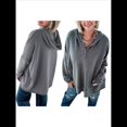 thumbnail image 3 of Sudaderas Oversize para Mujer, Sudaderas de Larga con Botones y Cuello Henley, Ropa de Otoño A . Gris Oscuro M, 3 of 6