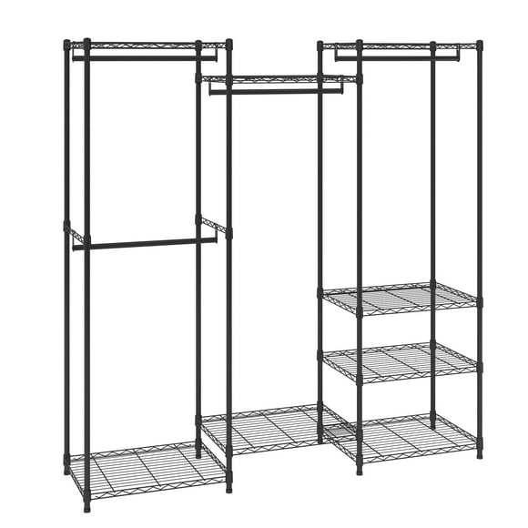 VEVOR Heavy Duty Clothes Rack, Rolling Clothing Garment Rack with 4 Hang Rods & 8 Storage Tiers, Adjustable Custom Closet Rack, Freestanding Wardrobe for Hanging Clothes, 800 lbs Load Capacity