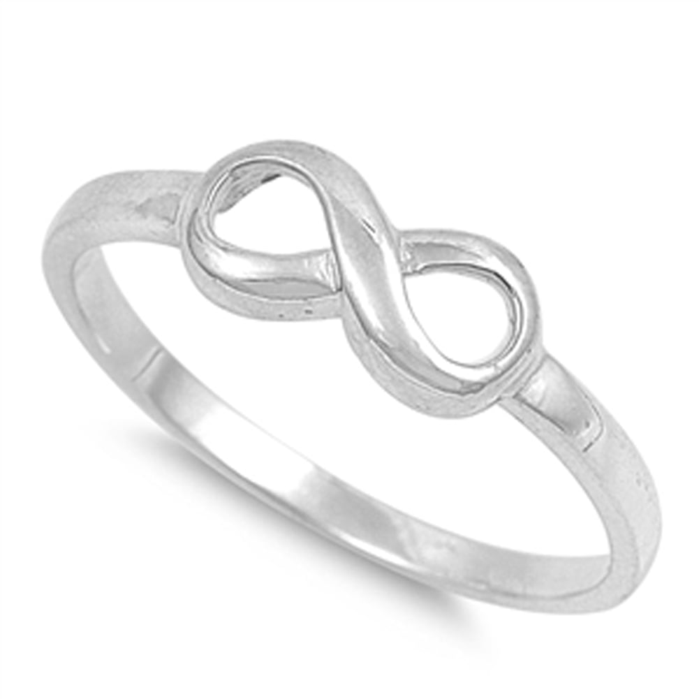 Sac Silver Sterling Silver Women's Plain Infinity Ring Beautiful 925