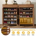 thumbnail image 6 of Tribesigns 5-Tier Shoe Cabinet with Louvered Doors & Drawer, 20 Pairs Freestanding Wooden Shoe Rack Storage Cabinet with Adjustable Shelves for Entryway, Hallway, Closet, Brown, 6 of 9