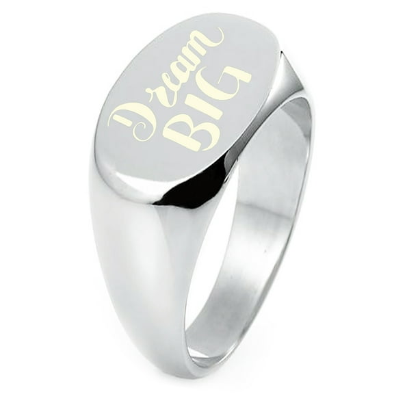 Sterling Silver Dream Big Engraved Oval Flat Top Polished Ring
